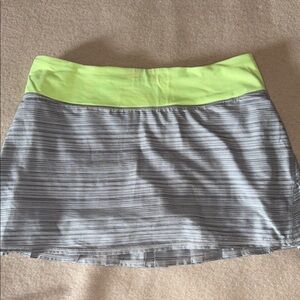 lululemon athletica Gray Striped Skirt with Neon Lime Waistband